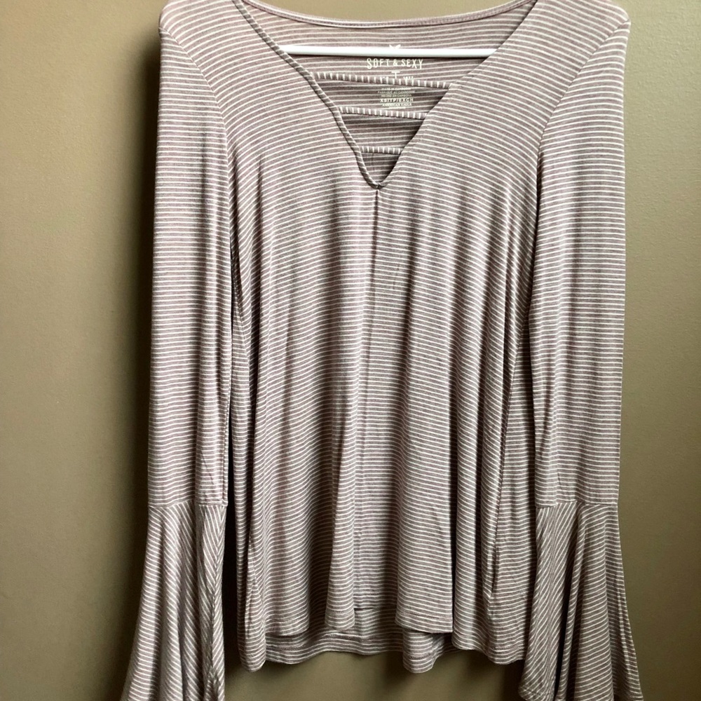 American Eagle Striped Bell Sleeve Top
